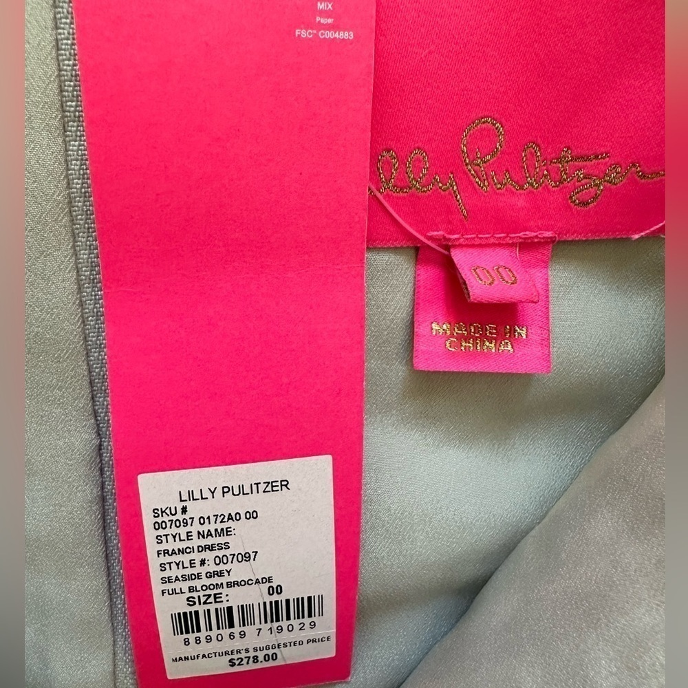 LILLY PULITZER 00 Franci Dress Seaside Grey Full Bloom Brocade NWT - Picture 7 of 16